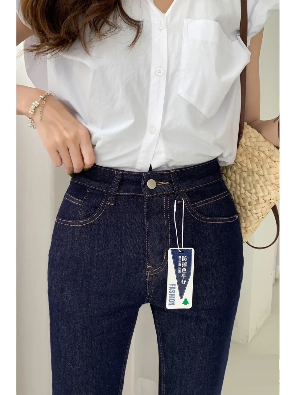 Quần Jean Nữ M03X XANH XƯỚC BỐ (Có Size Đại) - Quần Jeans Nữ Lưng Cao Co Giãn Tốt - Quần Bò Nữ Kiểu Dáng Basic - 0603145