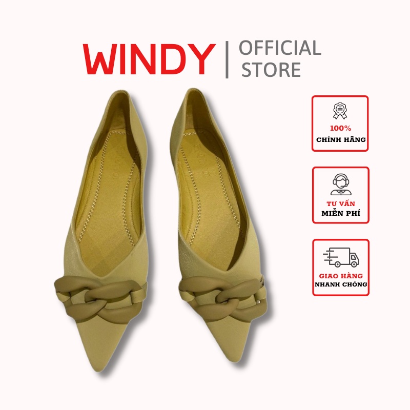 Giày búp bê windy mũi nhọn xích đôi sang chảnh bb-0188