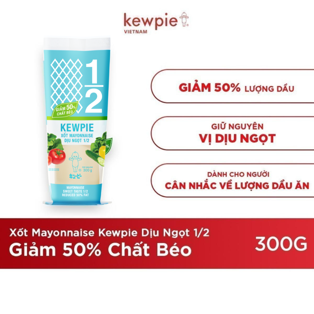 [GIFT] Xốt Mayonnaise Kewpie Dịu Ngọt 1/2 Giảm 50% Chất Béo 130g
