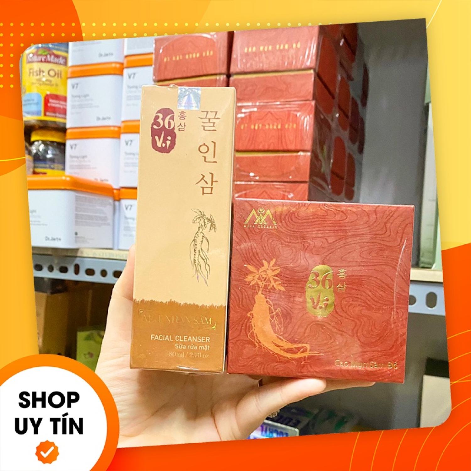 Cao mụn sâm đỏ 36 vị meea organic + sữa rửa mặt nhân sâm