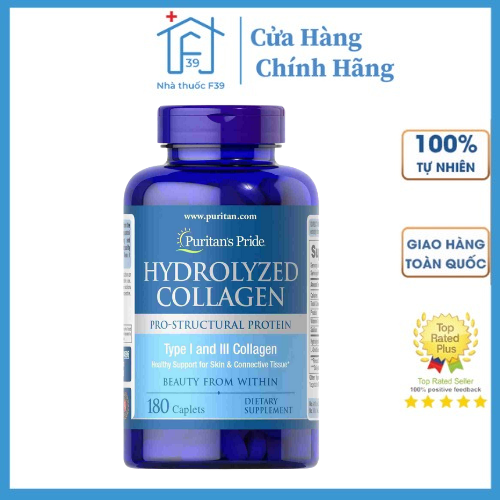 Collagen thủy phân Hydrolyzed Collagen giúp da căng mịn, sáng da và mờ nám Hydrolyzed Collagen Puritan's Pride 180 viên