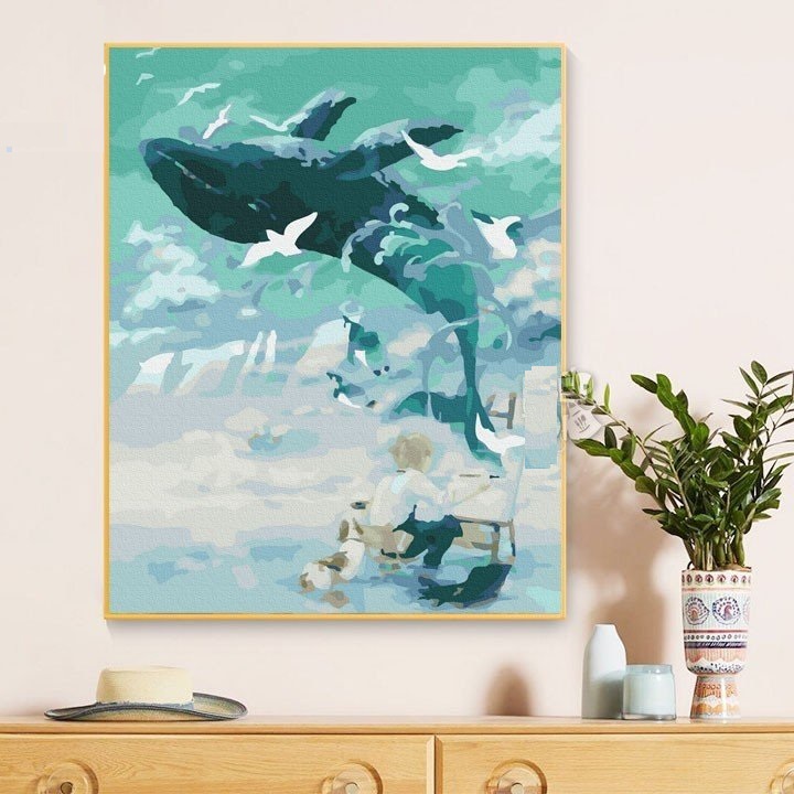 KHUNG 2.5 CM- Tranh sơn dầu số hóa rẻ,đẹp,,tranh tô màu theo số- ĐÃ CĂNG KHUNG 40x50,đủ phụ kiện, có SƠN BÓNG, in trắng đen-tranh tô màu theo số, tranh sơn dầu, tranh số hóa