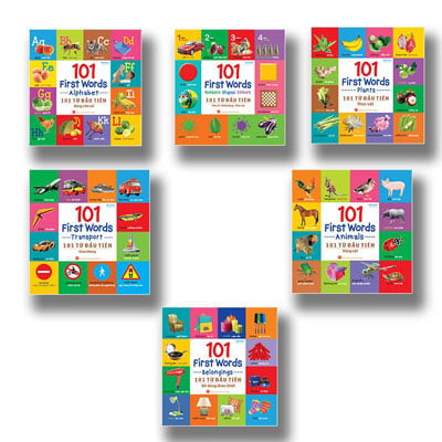 Fahasa - combo sách hay 101 first words: numbers - shapes - colours / 101 từ đầu tiên