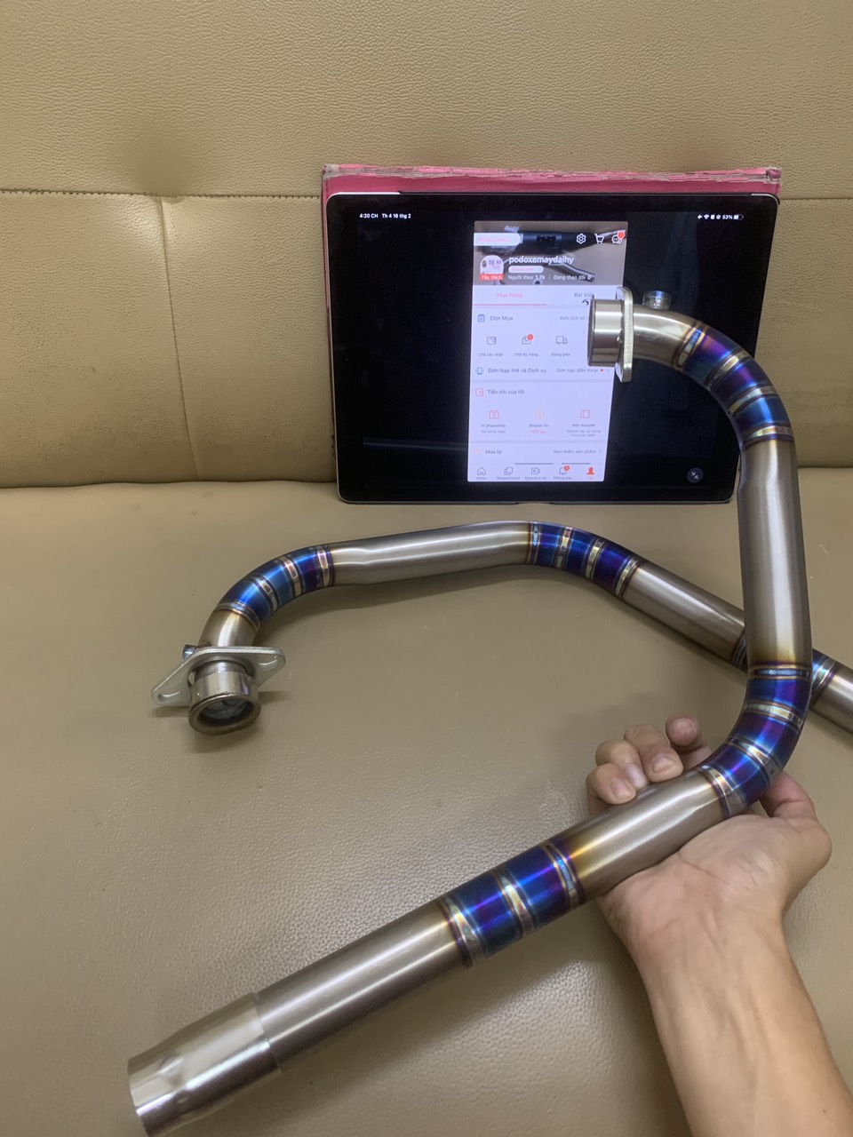 Cổ titan vario-ex150-win-sonic-satria-raider fi gắn pô uma-cbr-sonic họng 27-32