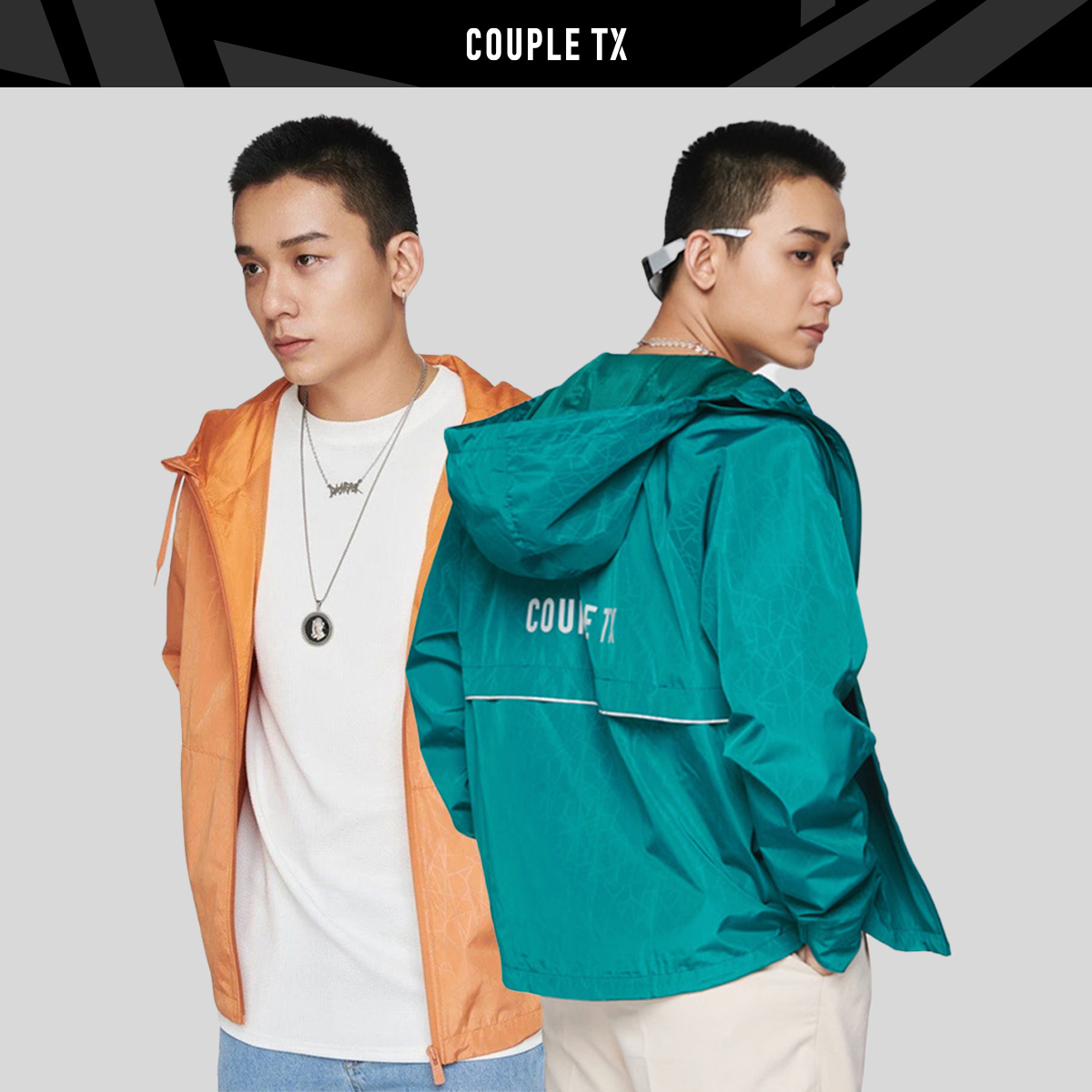 Áo khoác Nam Trượt Nước COUPLE TX - Áo Khoác Dù Đi Mưa Chống Nắng Có Nón Tránh Gió Emboss Hoa Văn MOP 1038