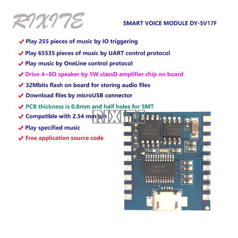 DY-SV17F âm thanh mô-đun Mini MP3 Máy nghe nhạc IO kích hoạt USB tải về Flash mô-đun bằng giọng nói