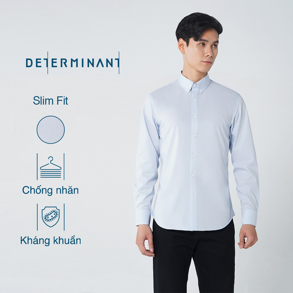 Áo sơ mi nam DETERMINANT tay dài - dáng suông - chống nhăn -  màu xanh nhạt - C01