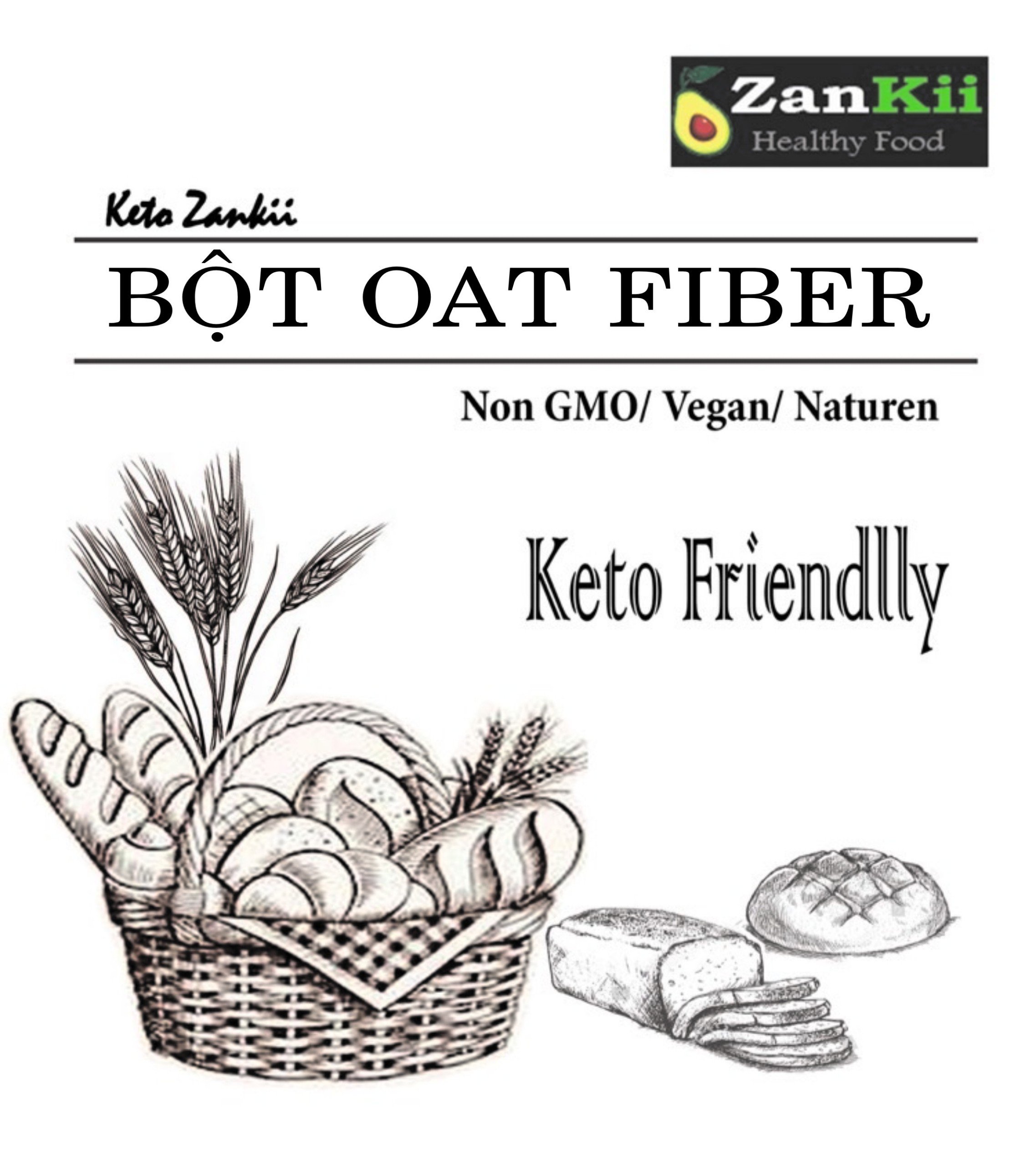 500g Bột Oat Fiber ( Xơ Yến Mạch ) Powder Oat Fiber Nguyên Liệu Làm Bánh Mì (Thành phần Keto)