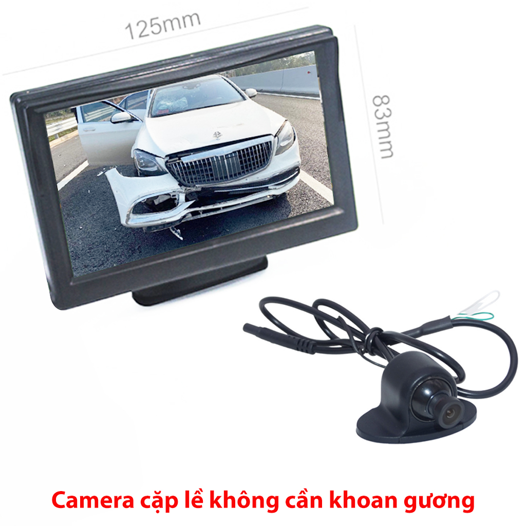 Bộ camera cập lề không cần khoan gương, màn hình taplo 5 inch và camera cập lề độ phân giải cao