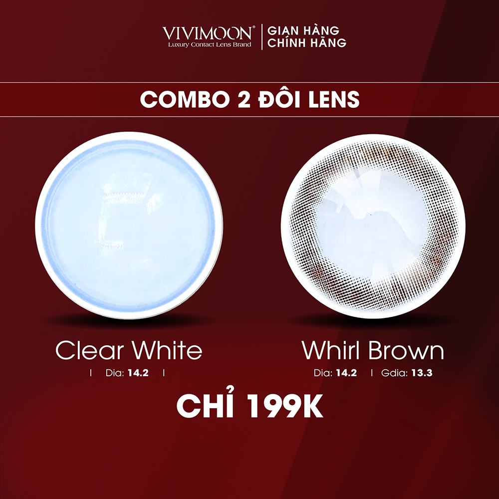 [2 đôi lens 199K] Lens nâu tự nhiên Hàn Quốc VIVIMOON Whirl Brown 13.3mm