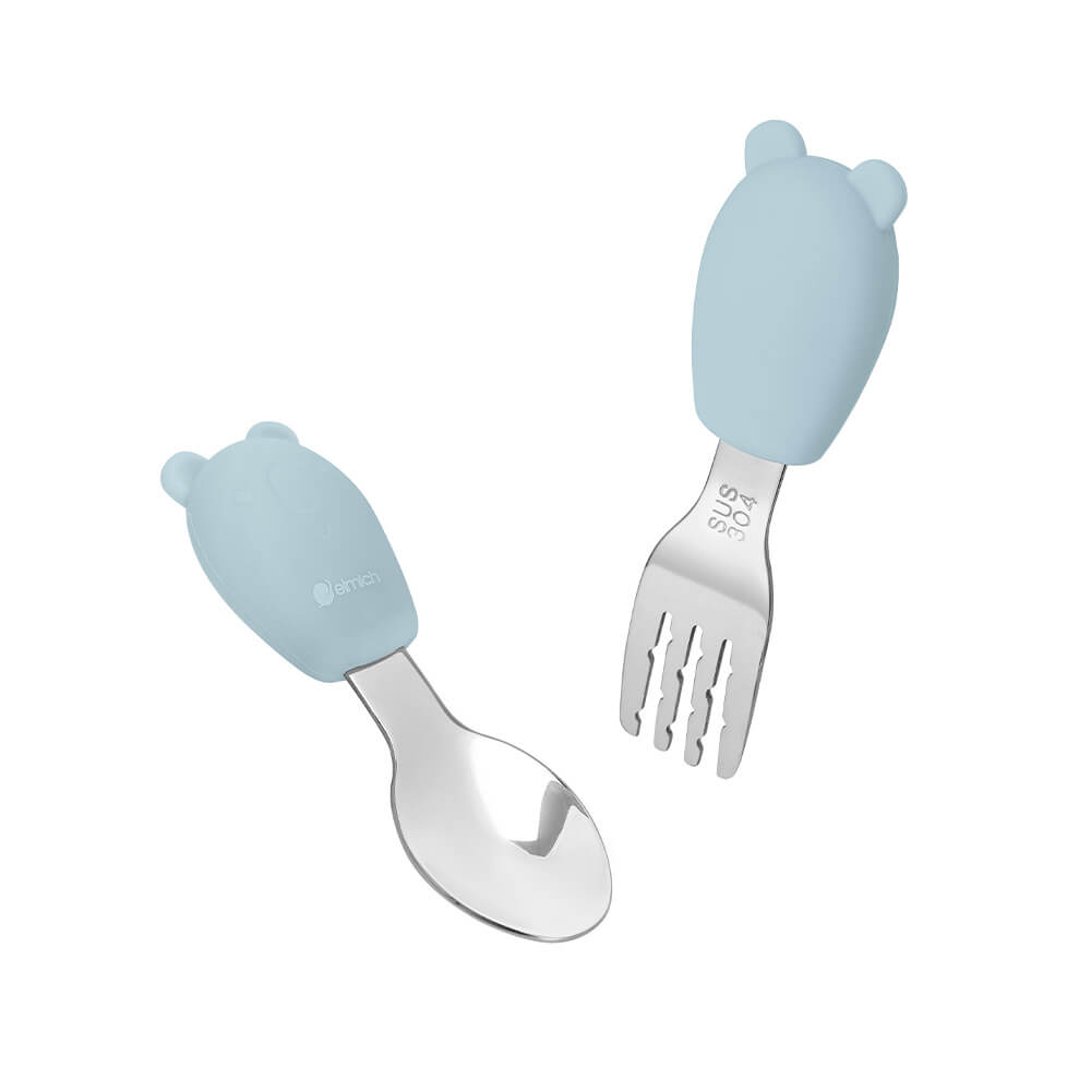 (SALE 5.5)Bộ thìa dĩa cho bé bằng silicon, inox 304 Elmich Babycare EL-0005TD2