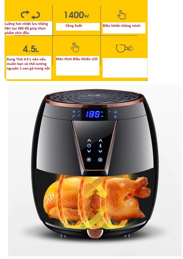 Nồi chiên không dầu đa chức năng kiểu pháp Shanben kiểu 6828