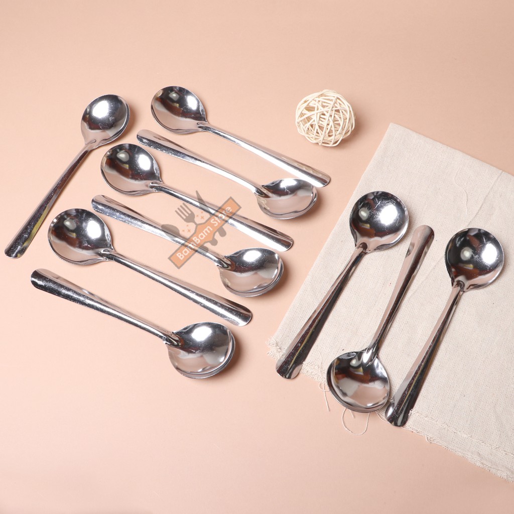 [HCM]Bộ 10 muỗng soup tròn inox cao cấpmuỗng ăn cháo muỗng ăn suopmuỗng ăn