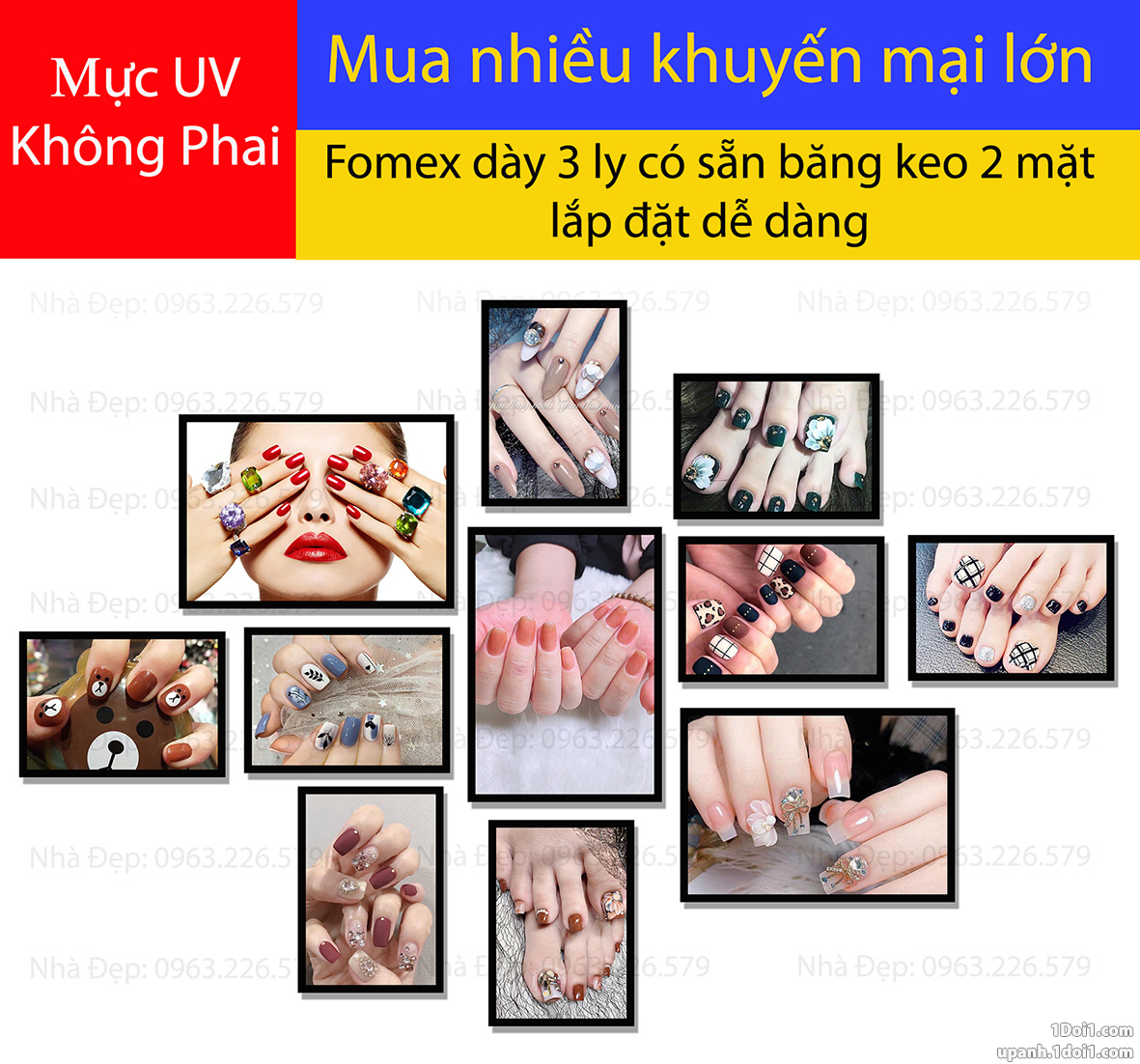 Bộ tranh FOMEX dán tường tiệm Nail11 tấm. Mã CI1