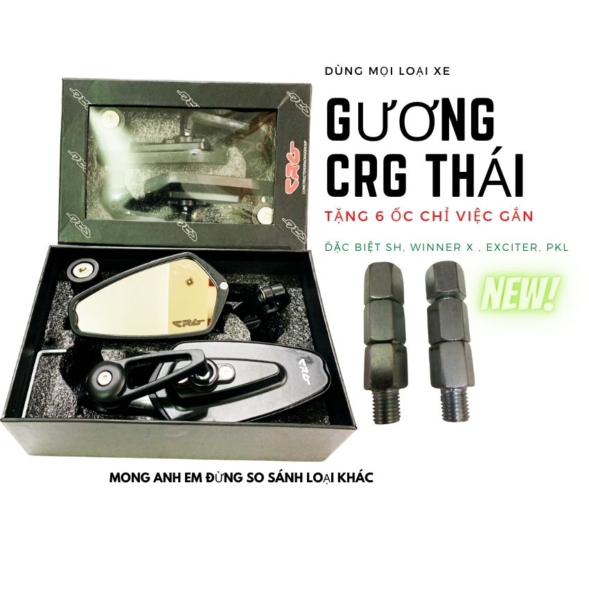 Gương Gù Crg Chính Hãng Thái Lan, Gương Gù Crg Gắn Chân Kính, kính gù CRg Thái Lan Tặng 6 ốc Gắn Chân Kính -Giá 1 Cặp