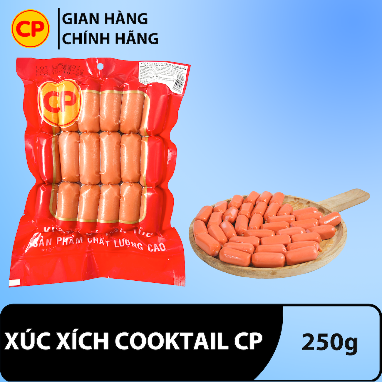 Xúc xích cooktail xông khói 250g - xúc xích tươi cp