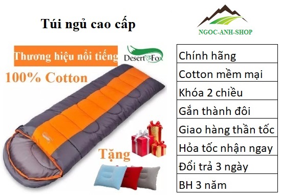 Túi ngủ đơn cao cấp 2kg, túi ngủ cao cấp mùa đông chịu -5 độ