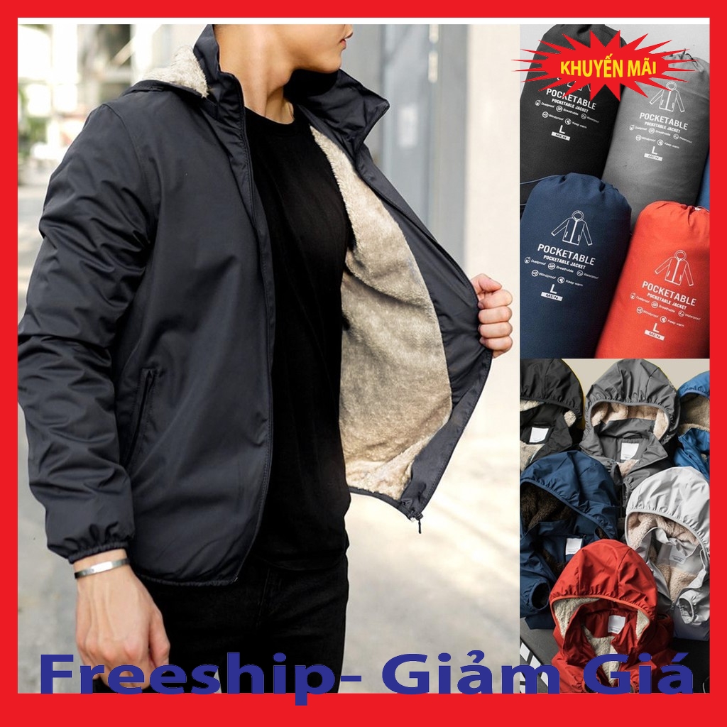 Áo Khoác Gió Nam 2 Lớp Lót Lông Chống Gió - Chống Nước - Chống Bụi - Giữ Nhiệt Dày Dặn Cao Cấp Lông Không Rụng Túi Có Khóa Kéo Đen Xám Than Ghi Đỏ Full size