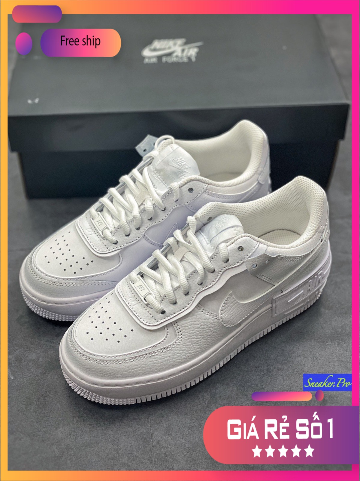 [FreeshipMAX] (VIDEO CẬN CẢNH + QUÀ TẶNG CỰC SỐC) Giày thể thao AIR FORCE 1 SHADOW ALL WHITE dành cho nam nữ thời trang cá tính năng động