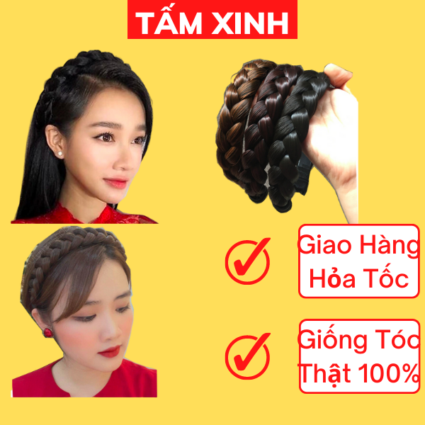 Bờm tóc giả cao cấp tóc tết thủ công bản tiêu chuẩn - bờm tóc tết cao cấp