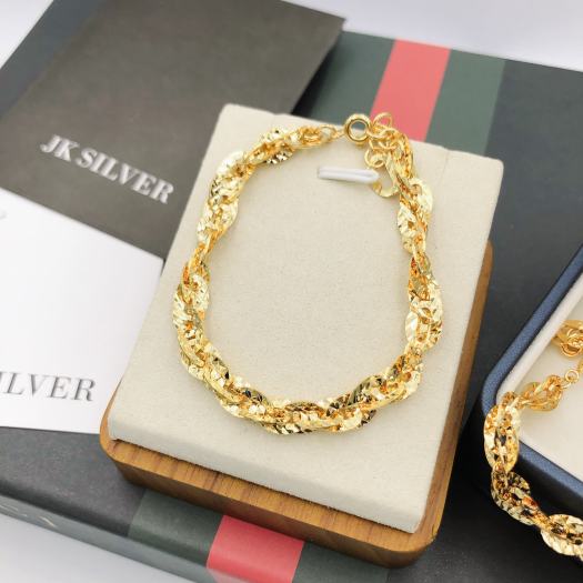 Lắc tay nữ dập máy cao cấp mạ vàng thật 18K JK Silver
