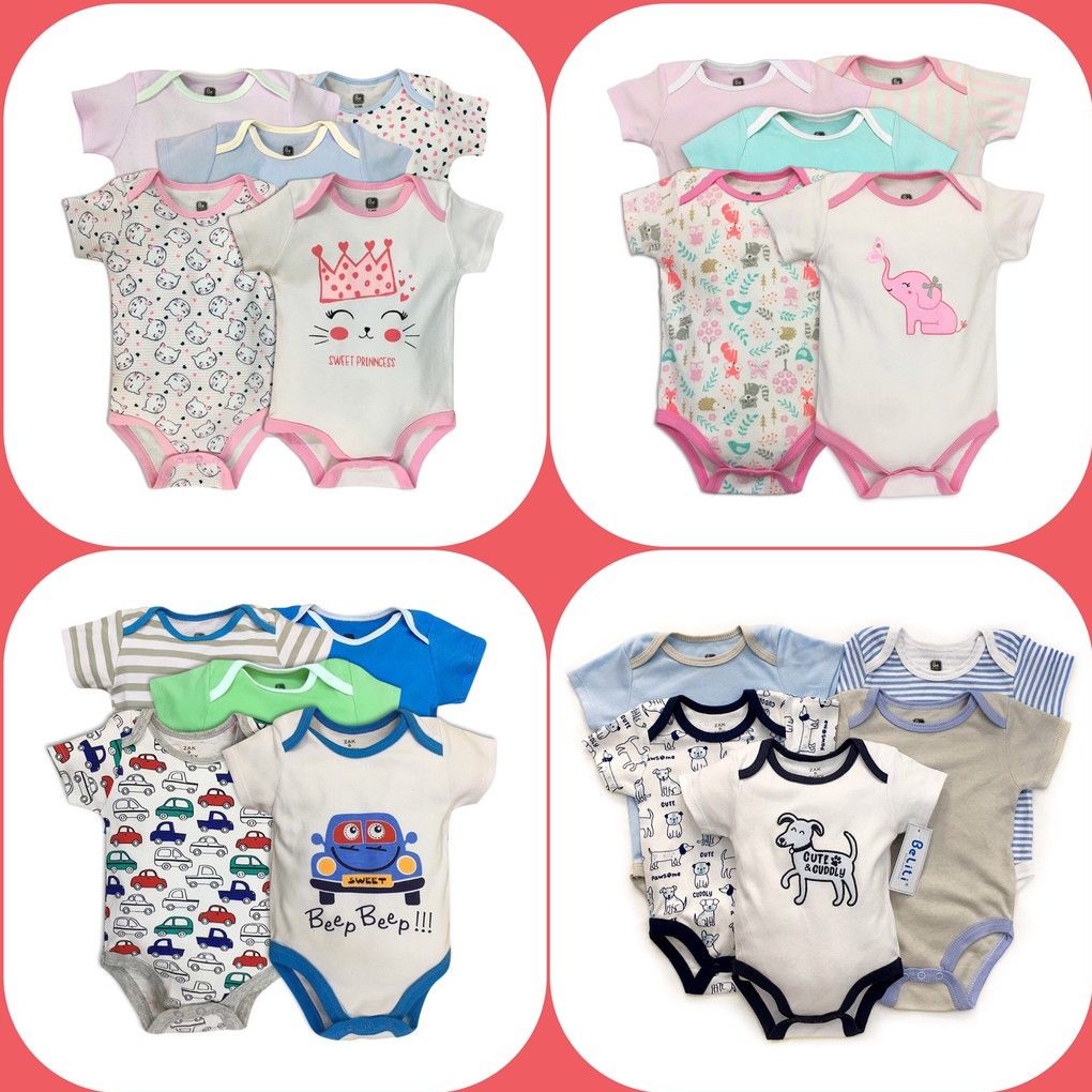 Set 5 Body chip, body suit cộc tay xuất dư cho bé