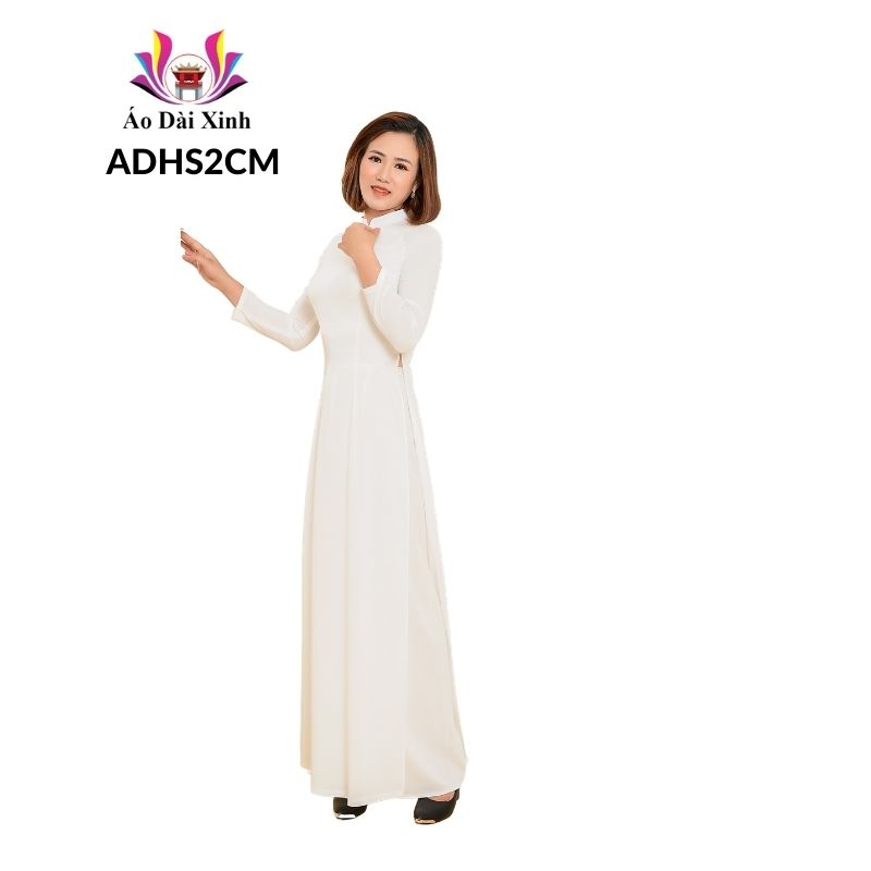 Bộ áo dài học sinh cổ cao 2cm, tay dài chất vải lụa tơ nhật cao cấp.