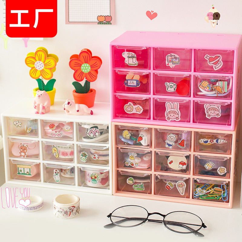 Tủ mini 9 ngăn, tủ nhựa mini đựng đồ siêu xinh, cute