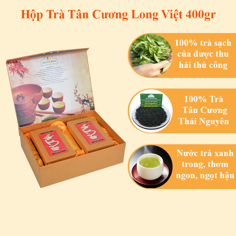 Hộp quà tặng - trà tân cương hộp long việt 400gr - hộp trà quà tặng cao cấp