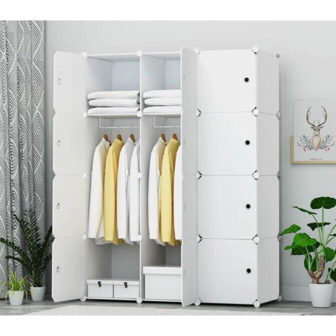 Tủ quần áo nhựa ghép mini 12 ô nhiều màu sắc có xào treo giá chỉ 559K