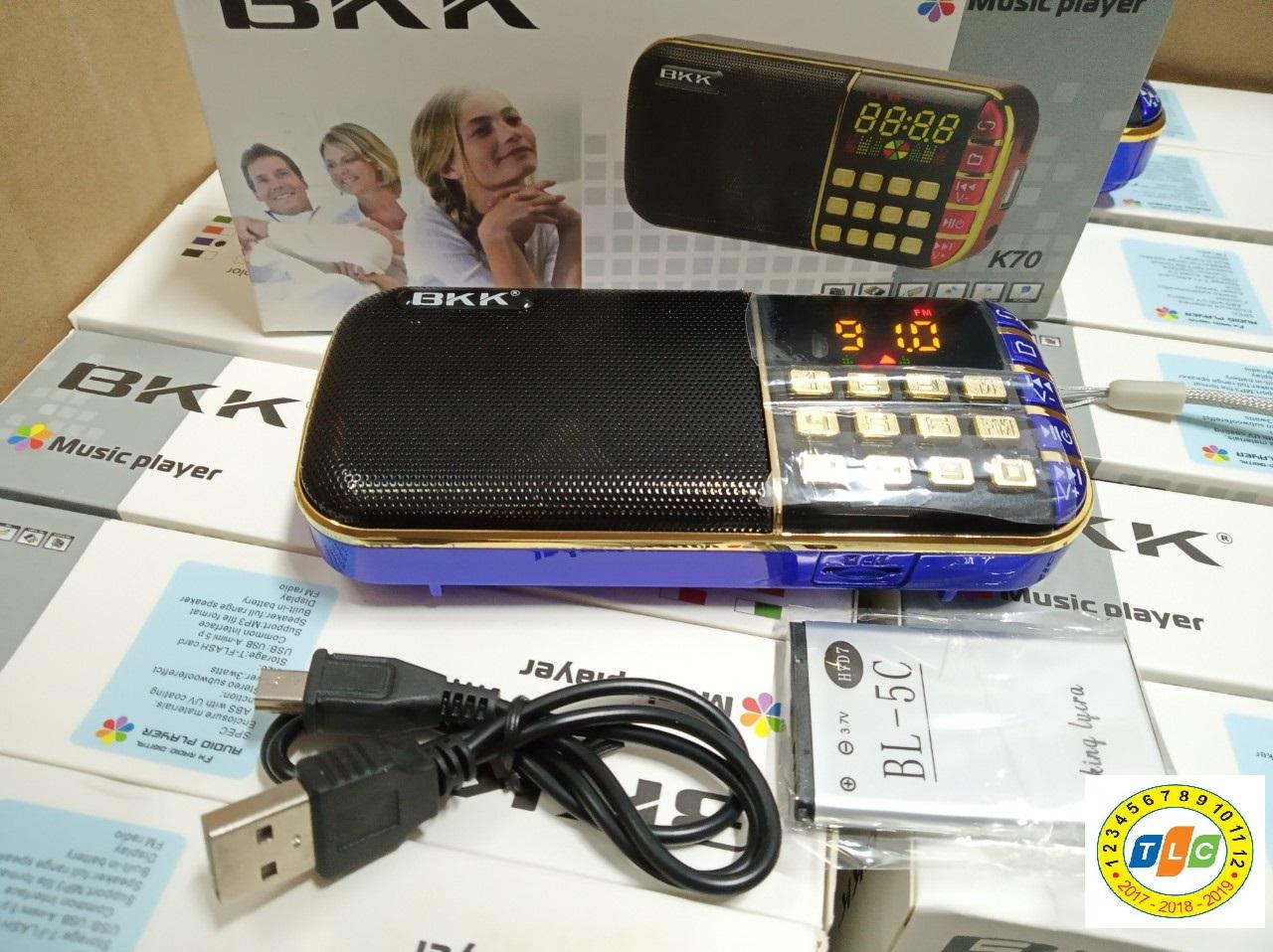 Loa di động cắm USB, Thẻ nhớ, FM BKK K70 - LOA ĐÀI FM