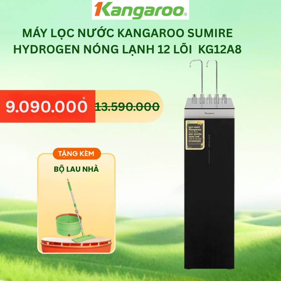 [LẮP ĐẶT MIỄN PHÍ] Máy lọc nước Kangaroo Sumire Hydrogen nóng lạnh KG12A8  -12 lõi - công nghệ làm lạnh Block