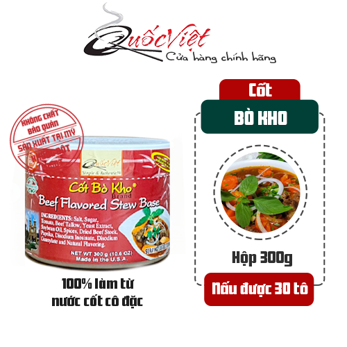 Gia Vị Nấu Bò Kho (Bò Sốt Vang) Cốt Quốc Việt 300g - Nhập Khẩu USA - Chứng Nhận FDA, Không Chất Bảo Quản, 100% Từ Cốt Cô Đặc