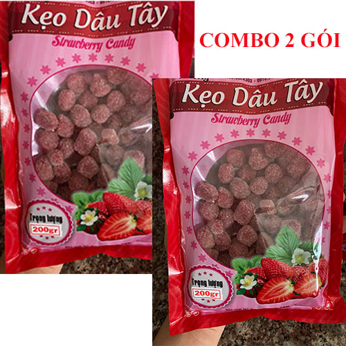 [Combo 2 gói ] kẹo Dâu tây Đà Lạt 200g/gói
