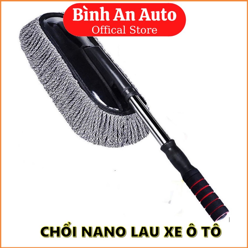 Chổi nano sợi dầu lau rửa xe ô tô chuyên dụng - cán kéo dài - Bình An Auto - Phụ Kiện Đồ Chơi Xe Hơi