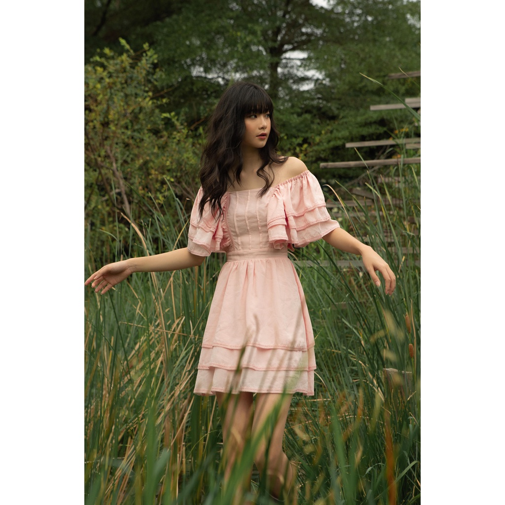 Blush clara dress - váy tay bèo, cúp ngực, xoè - solid