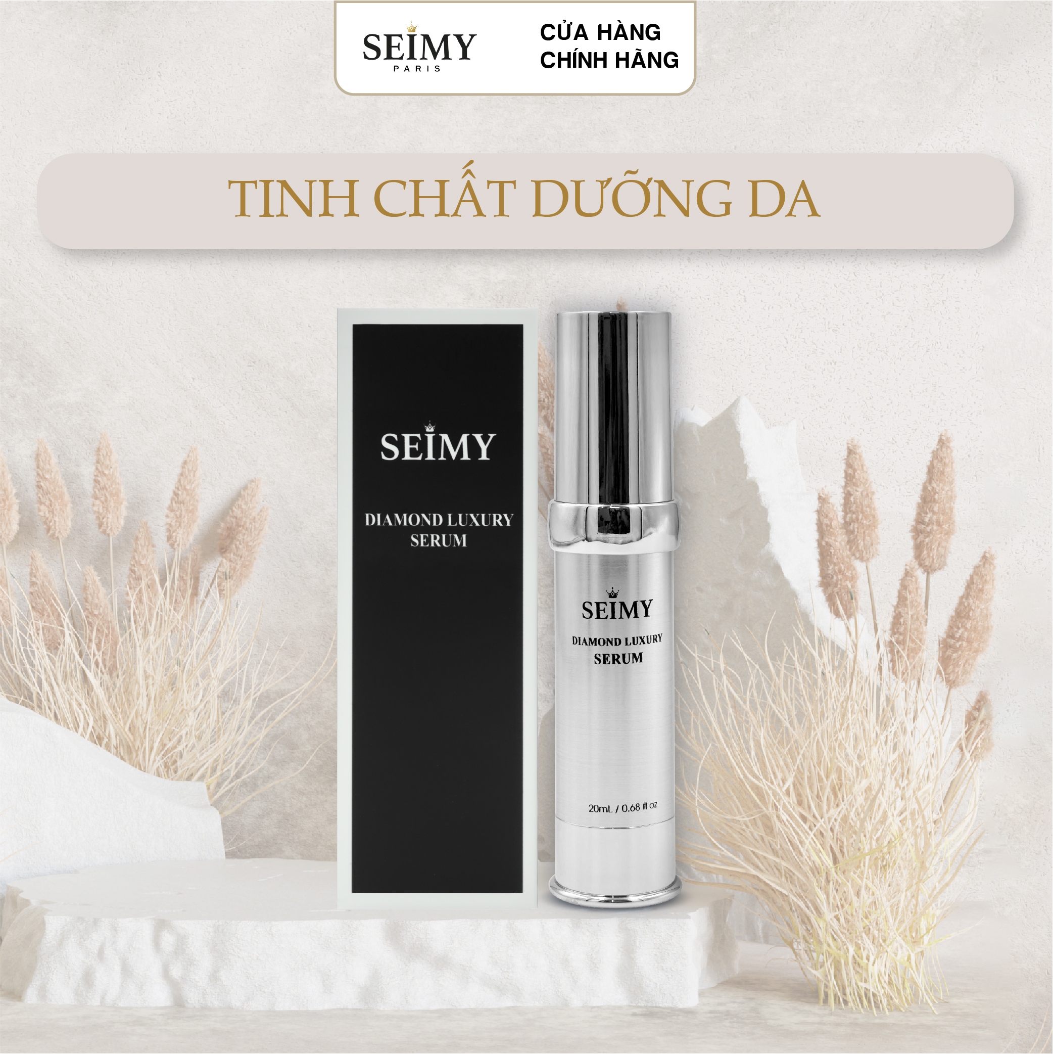 Serum tinh chất dưỡng da nhau thai cừu Seimy - Diamond Luxury giúp da siêu căng bóng, trẻ hoá làn da