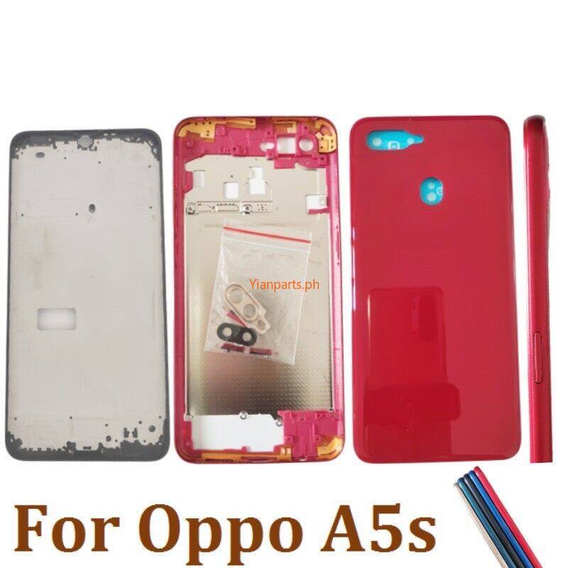 Yian-Front Đầy Đủ Nhà Ở Khung Đối Với Oppo A5s LCD Hiển Thị Khung Trung Bezel Phía Sau Pin Cửa Bìa Máy Ảnh Ống Kính Bên Nút