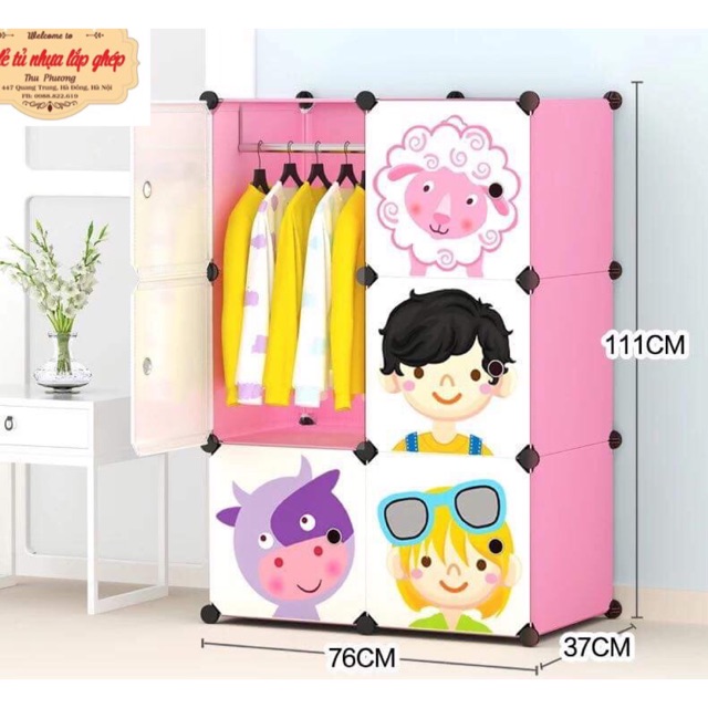 🌸Tủ Nhựa Quần Áo Lắp Ghép 6 Ô Sâu 37X37X37cm. Tặng Kèm 1 Treo Đồ