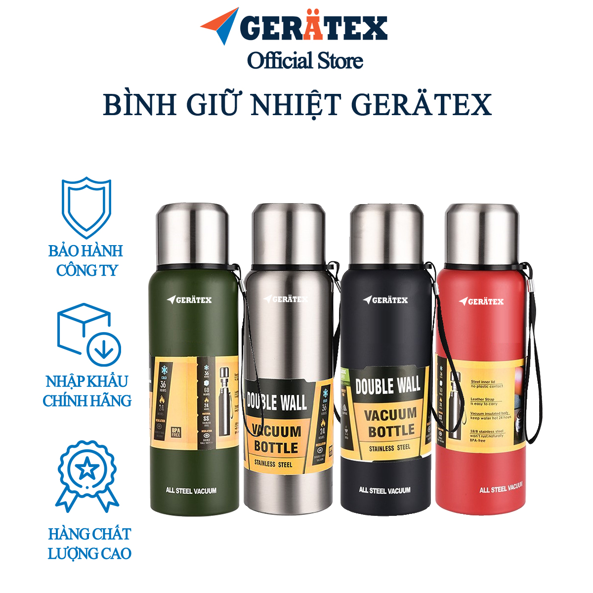 Bình giữ nhiệt Gerätex chất lượng CHLB Đức nhập khẩu chính hãng, chất liệu bằng thép không gỉ cao cấp