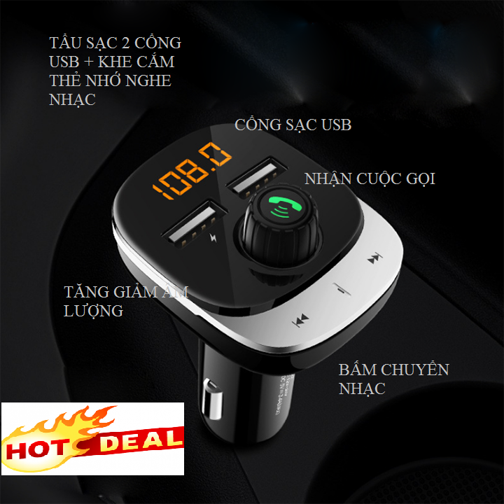 Dock, Tẩu, Cốc MP3 Cho Xe Hơi, Xe Ôtô Kết Nối Bluetooth, Nghe Nhạc, Sạc Pin, Nghe Điện Thoại Rãnh Tay, sang trọng nhỏ gọn (MP3)