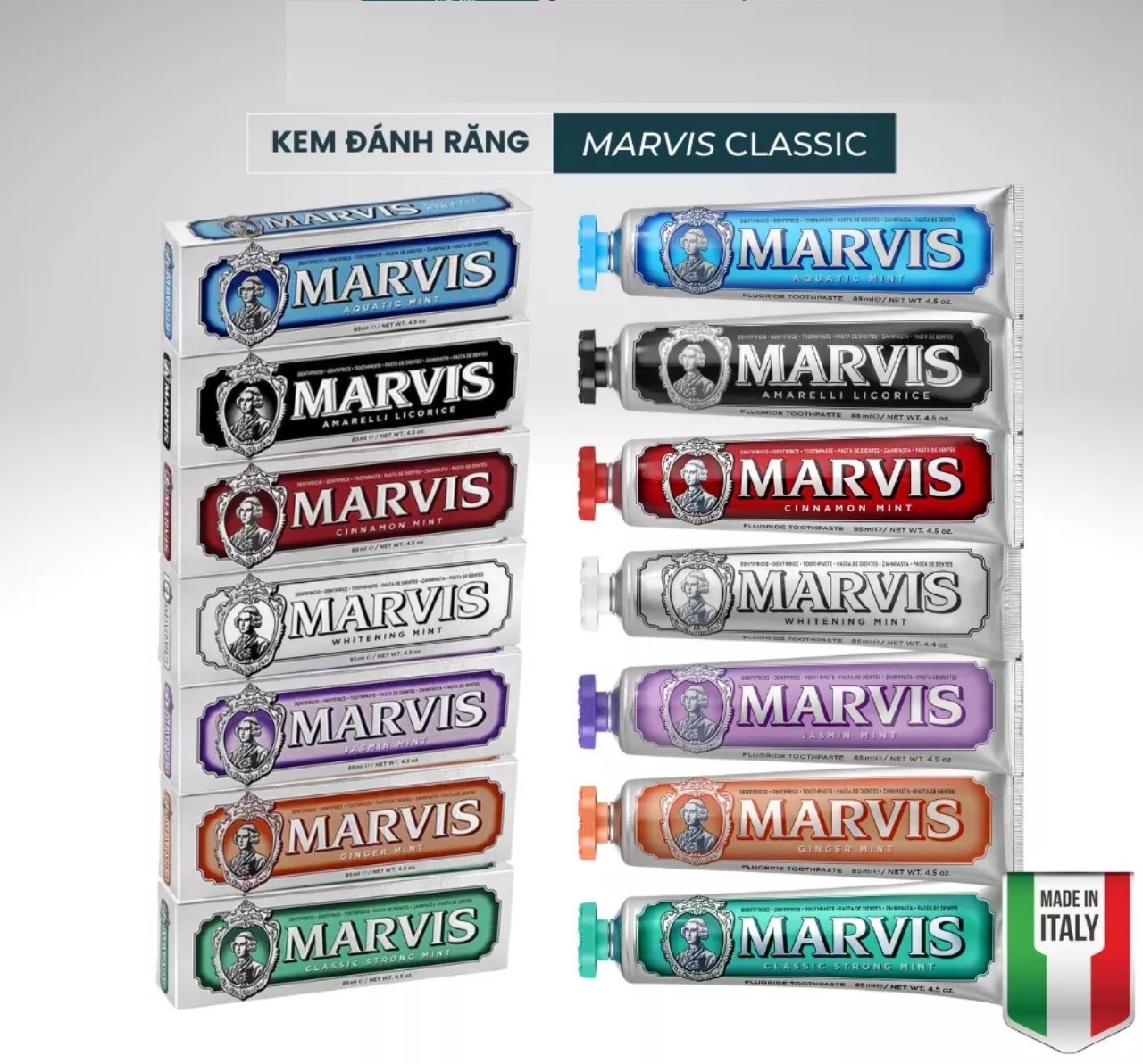 Kem đánh răng siêu trắng Marvis Fluoride Toothpaste của Italy tupe 85ml