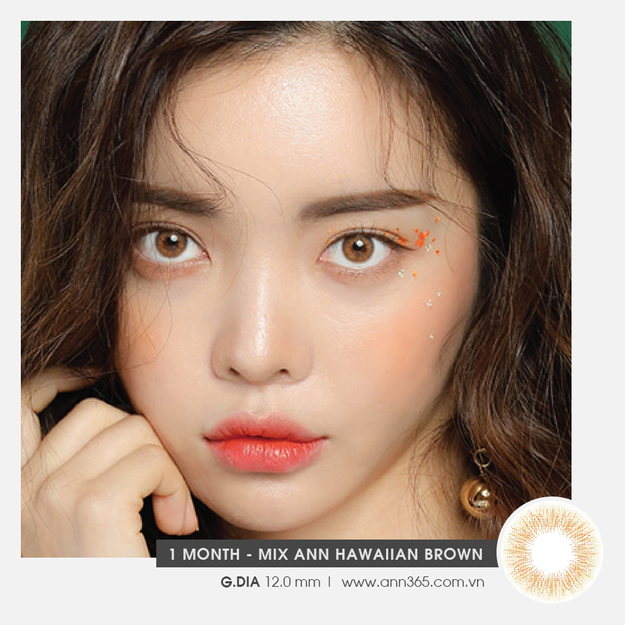 [𝗚𝗶𝗮̃𝗻 𝟭𝟮.𝟬𝗺𝗺] Lens Nội Địa Hàn 30 Days Màu Nâu Cam Hawaiian Brown Chống Tia UV, Thoải Mái Cho Mắt Nhạy Cảm ANN365