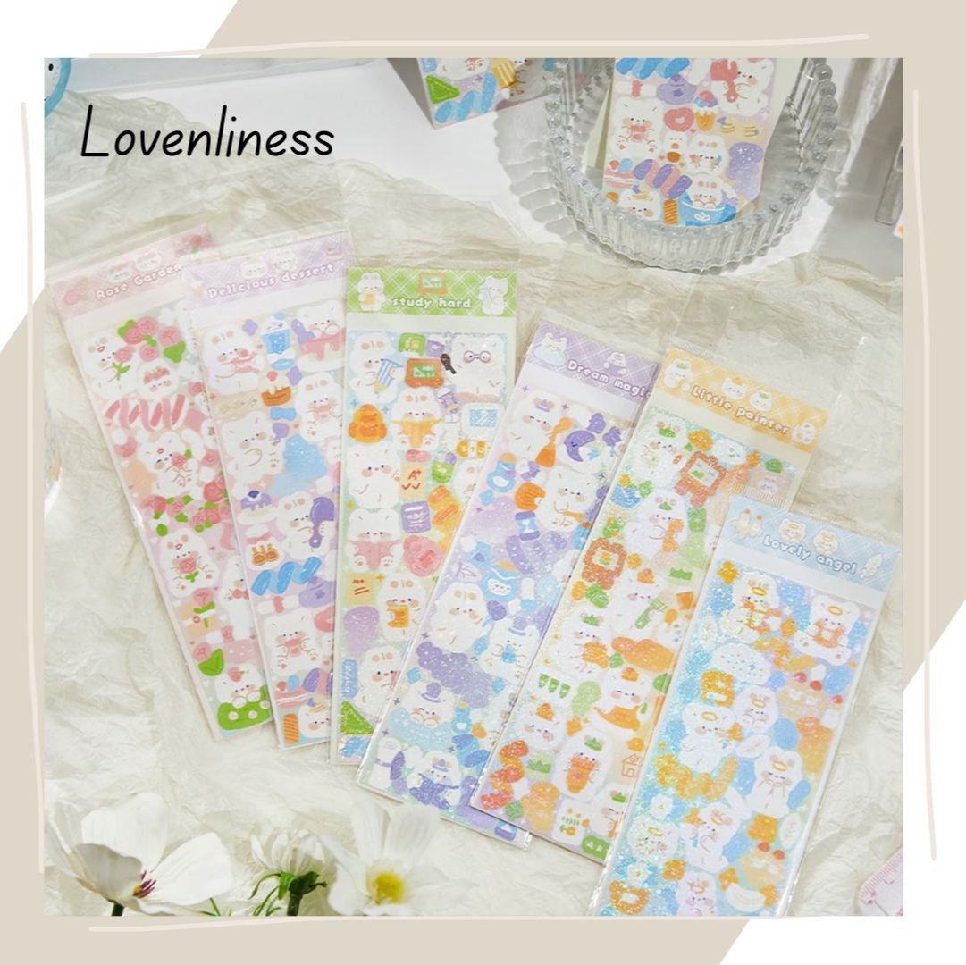 Sticker hoạt hình lấp lánh xinh xắn trang trí sổ tay