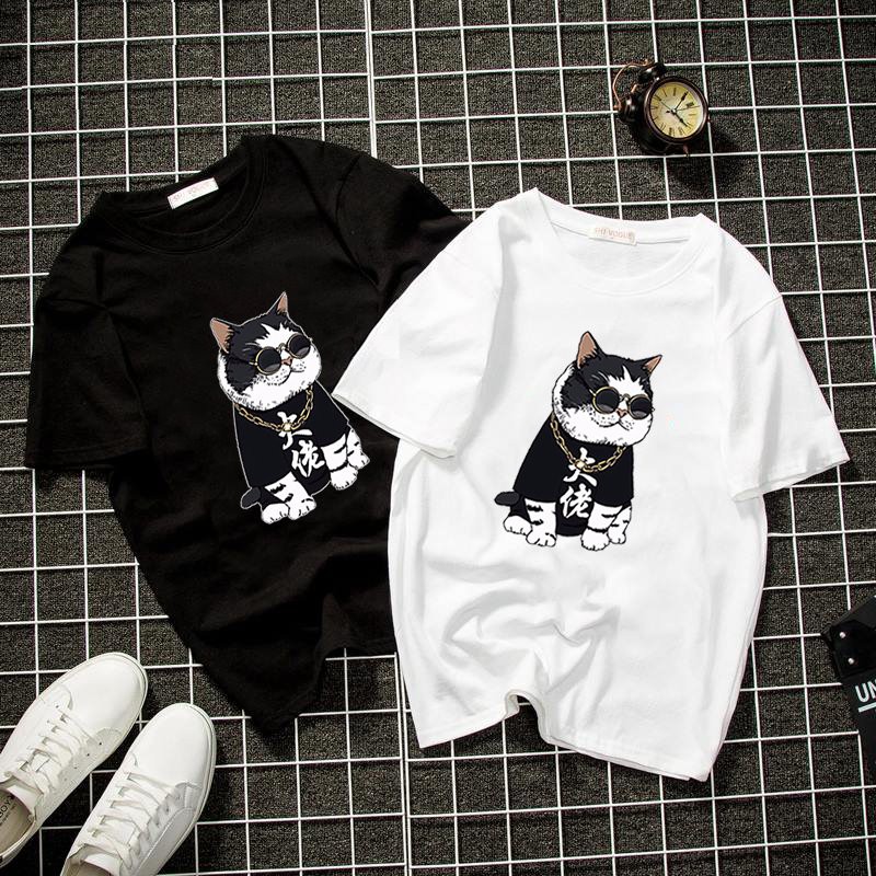 [Tặng Vòng Tay Dễ Thương][HCM]ÁO THUN CẶP ĐÔIÁo Thun Nam Nữ Form Rộng Hàn Quốc Vải Mịn Thoáng Mát áo in hình mèo hoàng thượng Thiết Kế Thời Trang Kiểu Dáng Năng Động Trẻ Trung