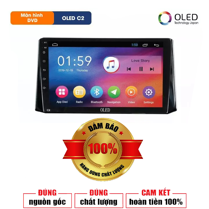 Màn hình DVD Android ô tô cao cấp OLED - C2 siêu nét , viền cong 2.5D -  Tích hợp sim 4G LTE, wifi, GPS, Bluetooth