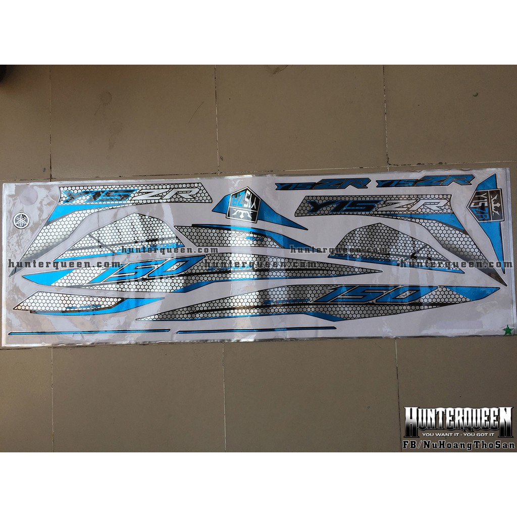 Tem rời xe exciter 150, chất liệu candy. tổ ong đen xanh, dán xe đen