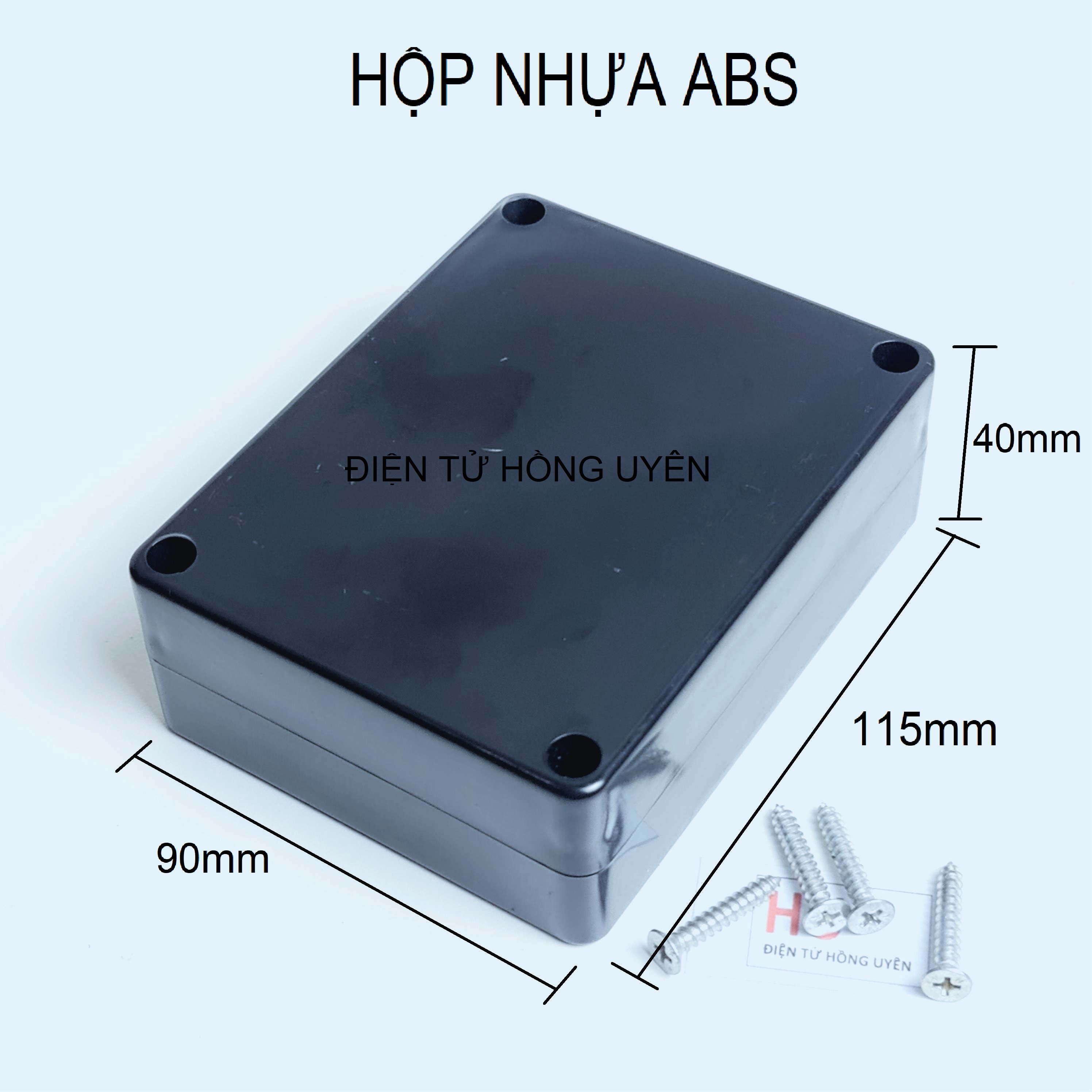 Hộp nhựa ABS 115x90x40mm. Dùng làm vỏ bình pin, đựng mạch điện, làm bảng điện, vỏ loa nghe nhạc... Hộp nhựa điện tử chất liệu ABS dày, kích thước nhỏ gọn 11x9x4cm