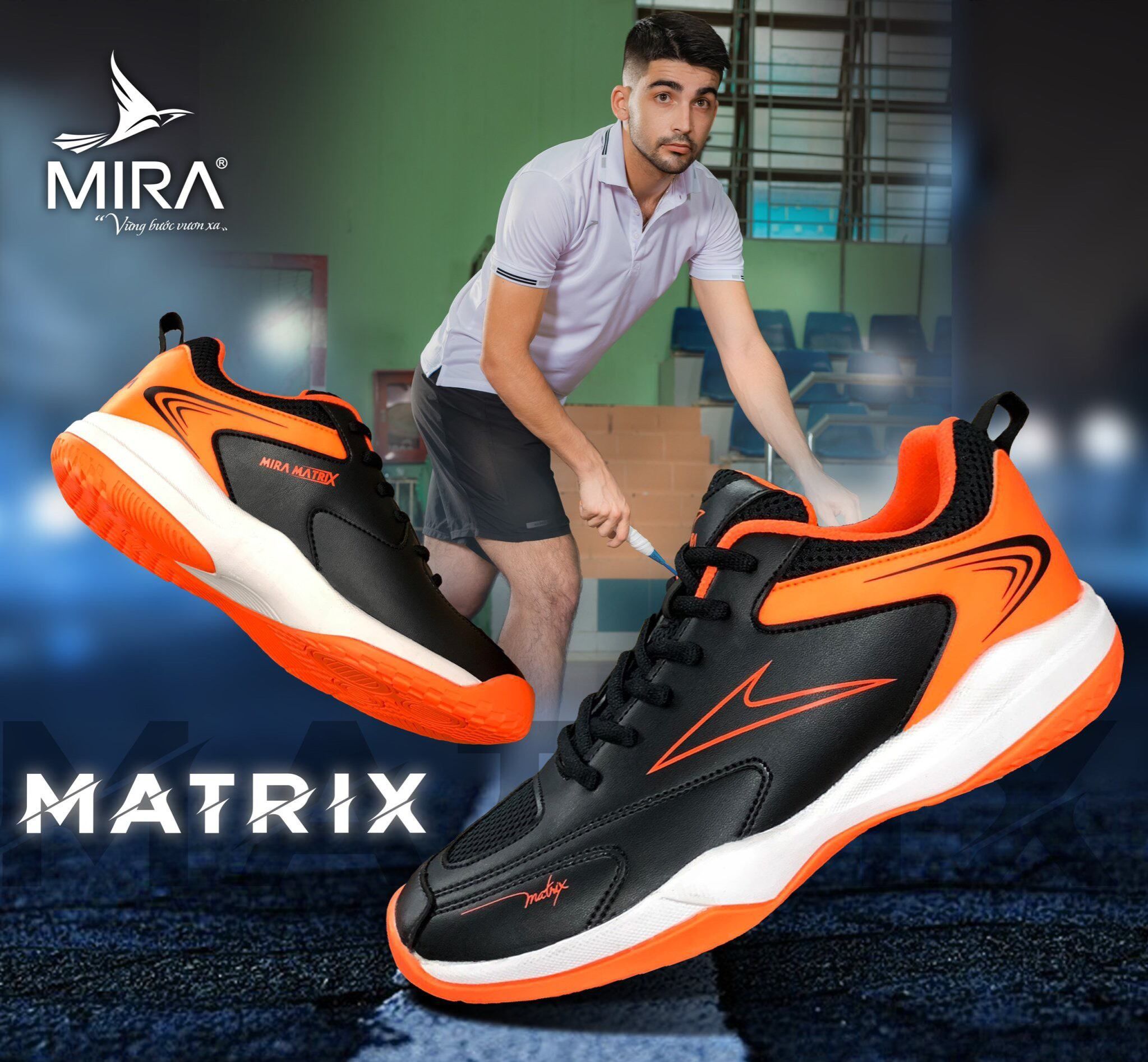 (TẶNG TẤM LÓT+ VỚ CHỐNG TRƯỢT) giày cầu lông giày pickleball nam nữ mira MATRIX bóng chuyền, tennis, chạy bộ, bóng rổ, bóng bàn, squash, rẻ rẽ dày