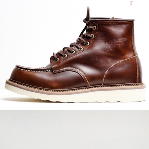 Giày boot nam cao cổ redwing 1907 màu nâu, giày da thật mũi tròn đế bánh mì tăng chiều cao thương hiệu tonkin